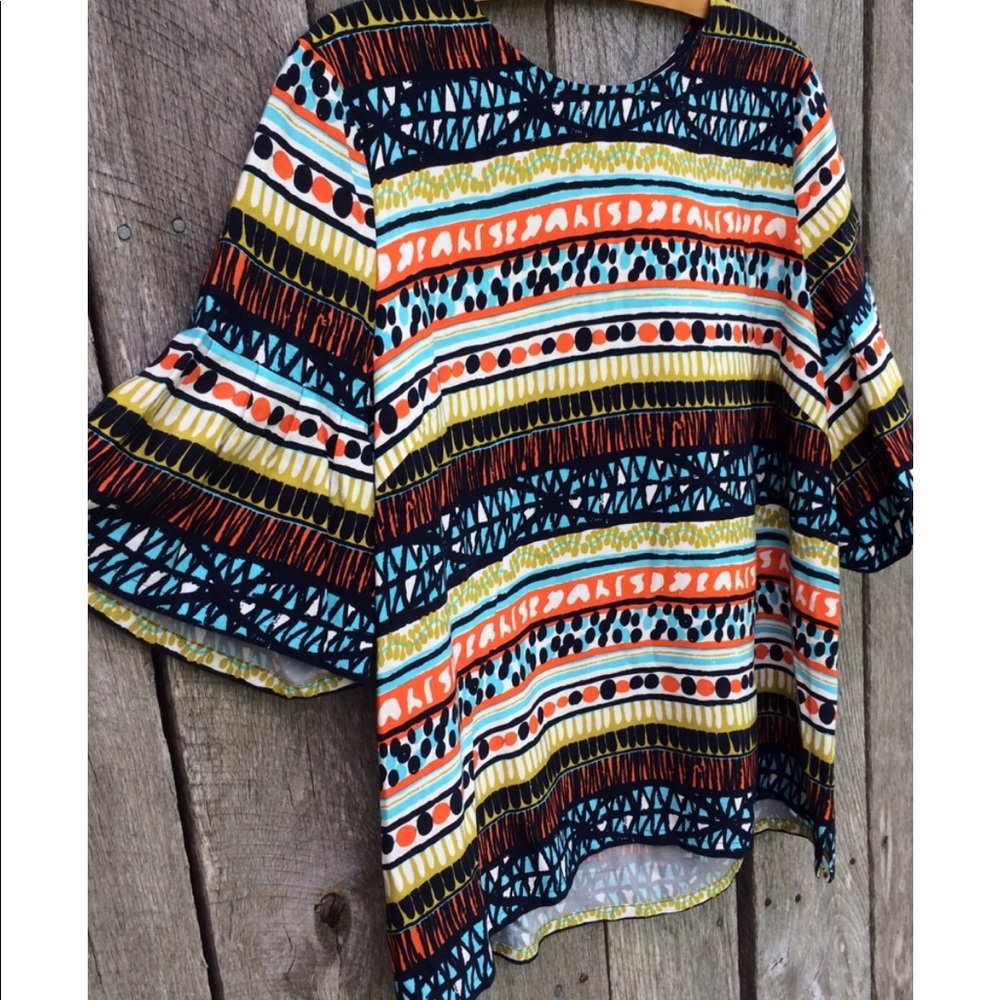 🐠JADE by Melody Tam🐠 Colorful Retro-Print Blouse